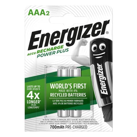 Batterie ricaricabili ENERGIZER Power Plus AAA - 700 mAh conf. da 2 - E300850200